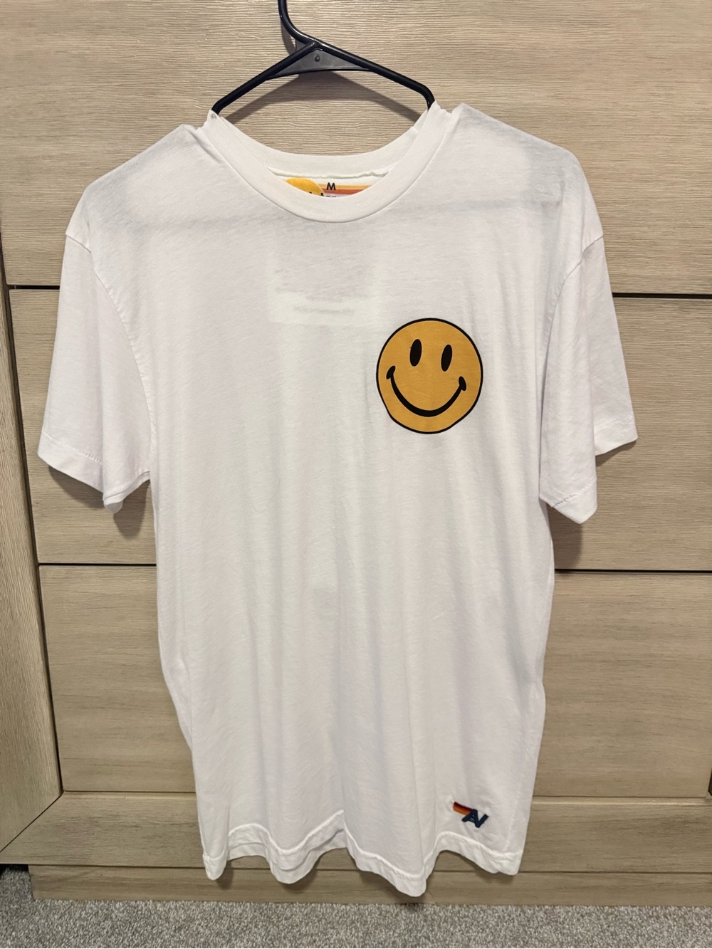 Aviator Nation Unisex Crew Neck Tee with Yellow Smiley Face